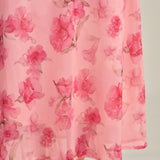 Rožinė Gėlių Ruffles Chiffon Ilga Suknelė