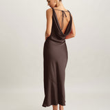 Kavos Cowl Neck Satin Maxi Dress
