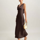 Kavos Cowl Neck Satin Maxi Dress
