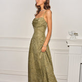 Sage Green Cross-Pattern Jacquard Maxi Slip Dress