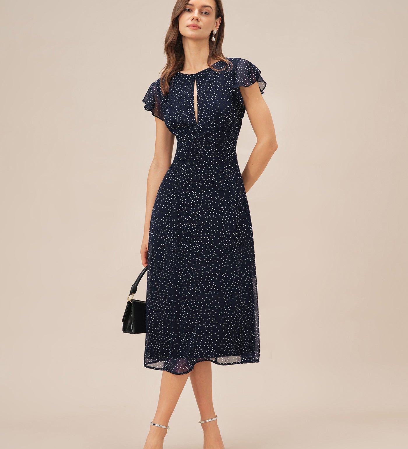 Elegantiška Mėlyna Midi Suknelė