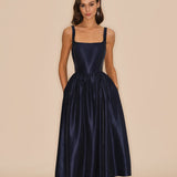 Blue A-Line Midi Dress