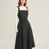 Pilkas Tweed Midi Suknelė Be Rankovių