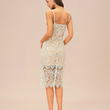 Off White Floral Textured Midi Dress