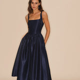 Blue A-Line Midi Dress