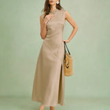 Apricot Ruffles Midi Dress