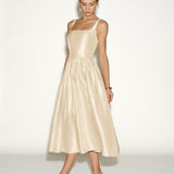 Apricot Zipper Slip Midi Dress