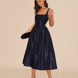 Blue A-Line Midi Dress