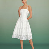 Jacquard Slip Midi Dress with Square Neck by Balta