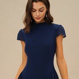 Blue Puff Sleeve Midi Dress