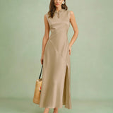 Apricot Ruffles Midi Dress