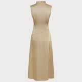 Apricot Ruffles Midi Dress