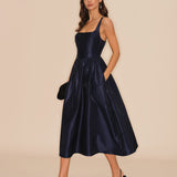 Blue A-Line Midi Dress