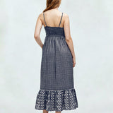 Juoda Plaid Slip Midi Suknelė