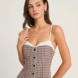 Kavos plaid midi suknelė