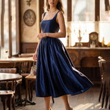 Blue A-Line Midi Dress