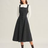 Pilkas Tweed Midi Suknelė Be Rankovių