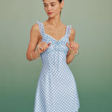 Blue Window Pattern Slip Mini Dress