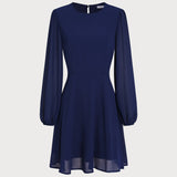 Blue Chiffon A-Line Mini Dress with Open Back
