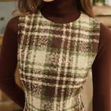Plaid Round Neck Sleeveless Mini Dress
