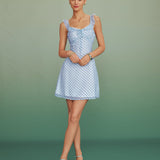 Blue Window Pattern Slip Mini Dress