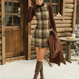 Plaid Round Neck Sleeveless Mini Dress
