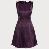 Violetinė gėlėta mini suknelė be rankovių