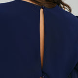 Blue Chiffon A-Line Mini Dress with Open Back