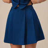 Blue A-Line Mini Skirt