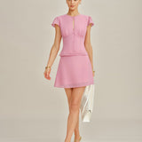 Solid Pink Chiffon Mini Skirt