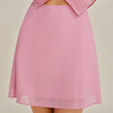 Solid Pink Chiffon Mini Skirt