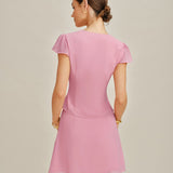 Solid Pink Chiffon Mini Skirt