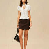 Off-White Mandarin Collar Polka Dot Shirt