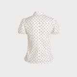 Off-White Mandarin Collar Polka Dot Shirt
