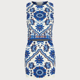 Blue Floral Two-Piece Skirt Set