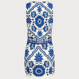 Blue Floral Two-Piece Skirt Set