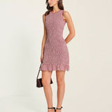 Raudona Ruffles Checkered Mini Dress