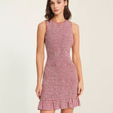 Raudona Ruffles Checkered Mini Dress