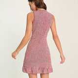 Raudona Ruffles Checkered Mini Dress