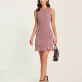 Raudona Ruffles Checkered Mini Dress