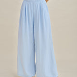 Blue Solid Pocket Straight Pants