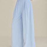 Blue Solid Pocket Straight Pants