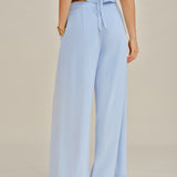 Blue Solid Pocket Straight Pants